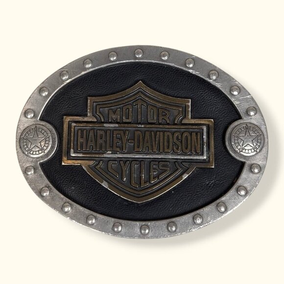 Vintage 1990s Harley Davidson Logo Belt Buckle - Picture 1 of 7